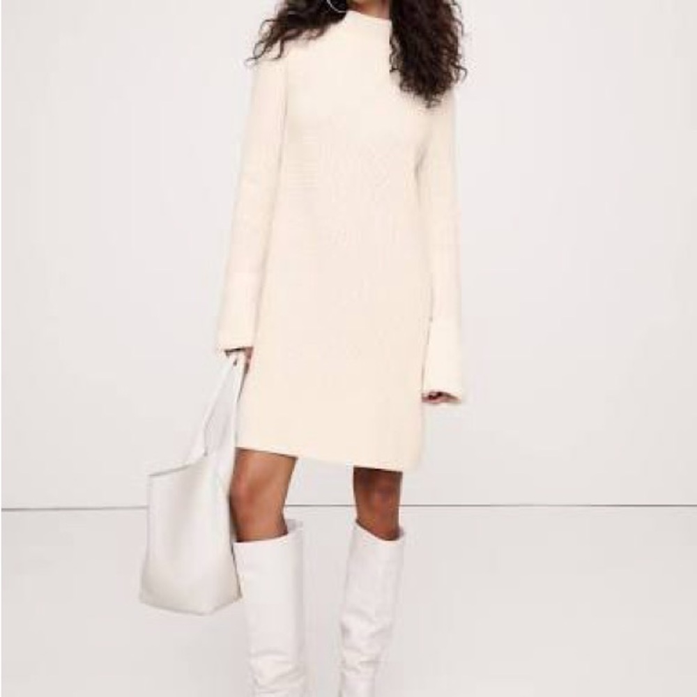 Banana Republic Cream Long Sleeve Sweater Dress SP